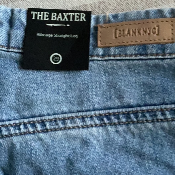 NWT Blank NYC Baxter Rib Cage Straight Leg Distressed Blue Jeans Woman’s 29 - Picture 7 of 8